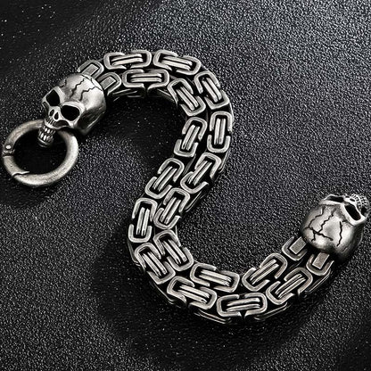 Double Skull Heads Link Bracelet