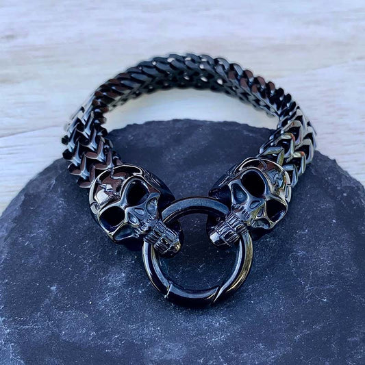 Black Double Skull Heads Bracelet