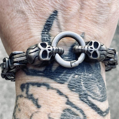 Vintage Double Skull Heads Bracelet - Unisex