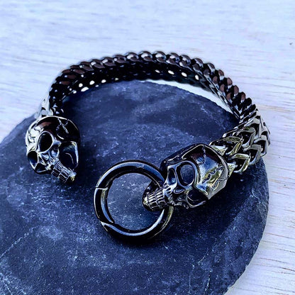 Black Double Skull Heads Bracelet