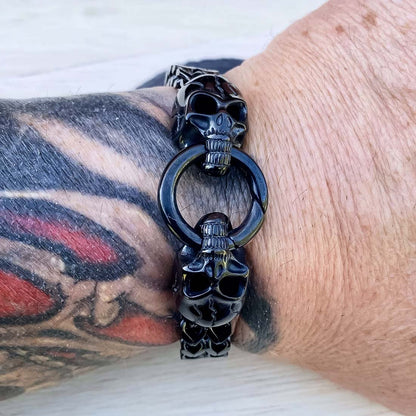 Black Double Skull Heads Bracelet