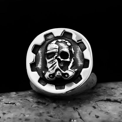 Warrior Half-Face Skull Ring