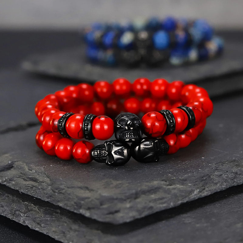 Natural Stone Beads Luxury Skull Bracelet