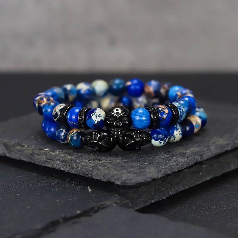 Natural Stone Beads Luxury Skull Bracelet