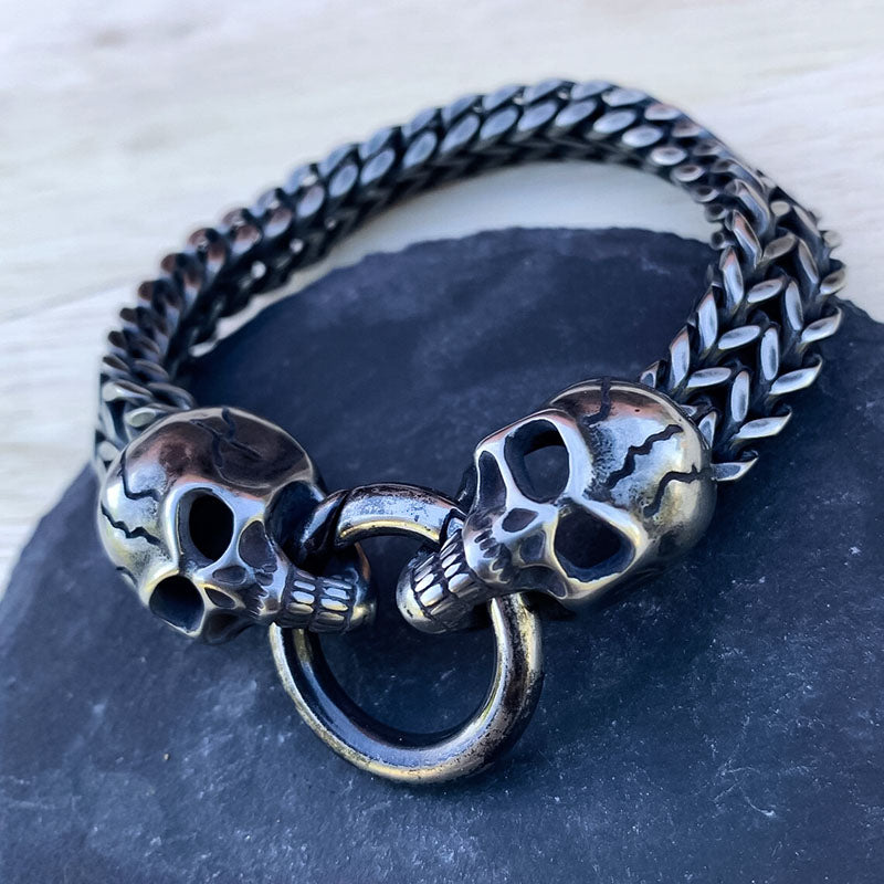 Vintage Double Skull Heads Bracelet