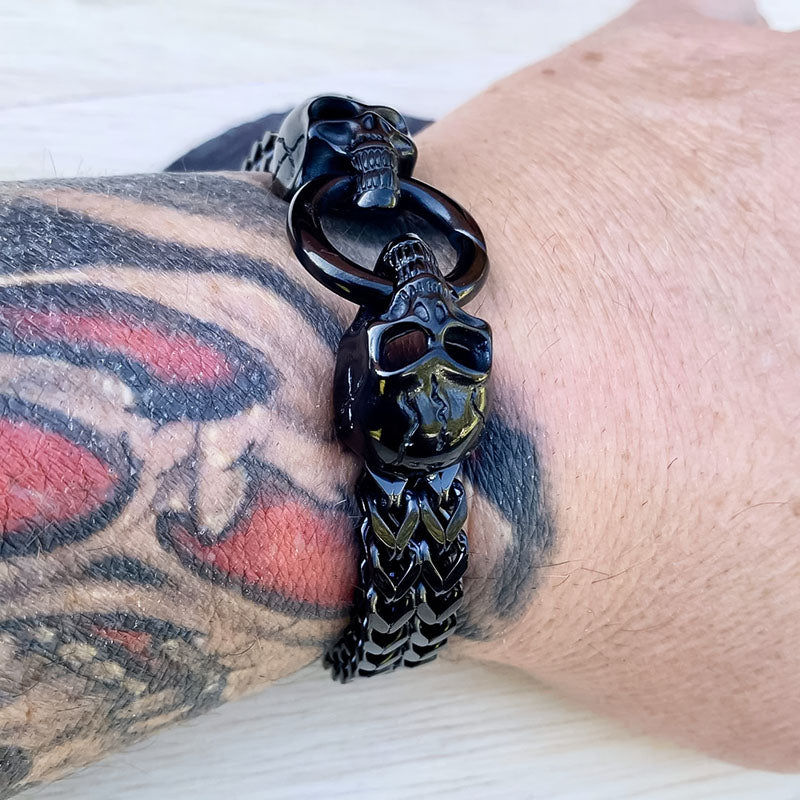 Black Double Skull Heads Bracelet