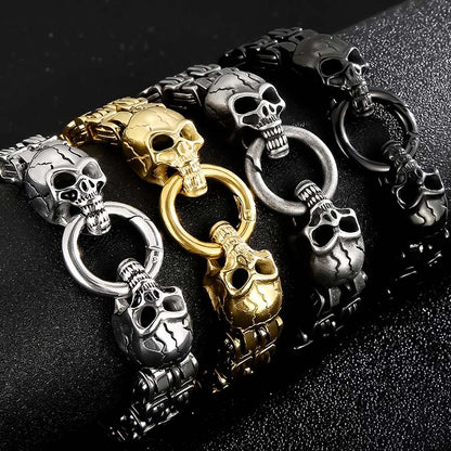 Double Skull Heads Link Bracelet