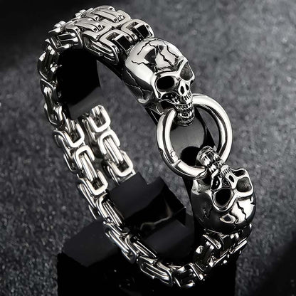 Double Skull Heads Link Bracelet