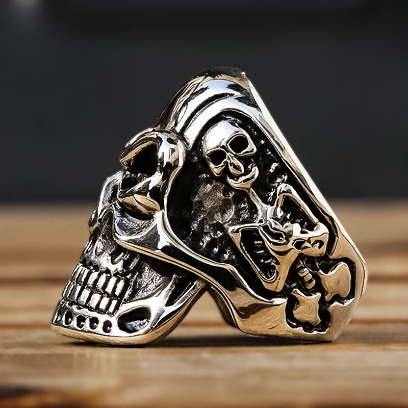 Polished Kapala Skull Ring