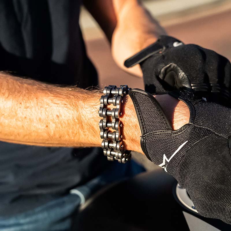 Rugged Black Motorcycle Chain Bracelet