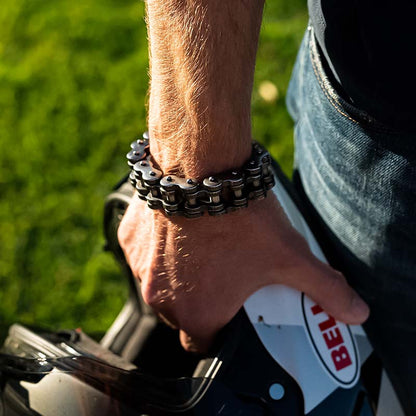 Rugged Black Motorcycle Chain Bracelet