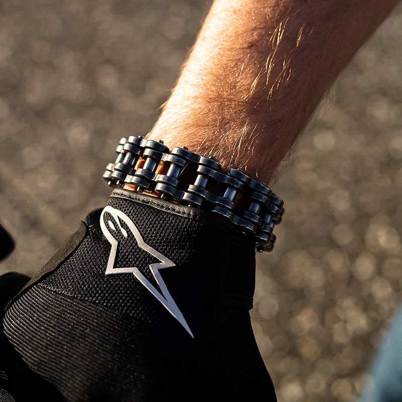 Rugged Black Motorcycle Chain Bracelet