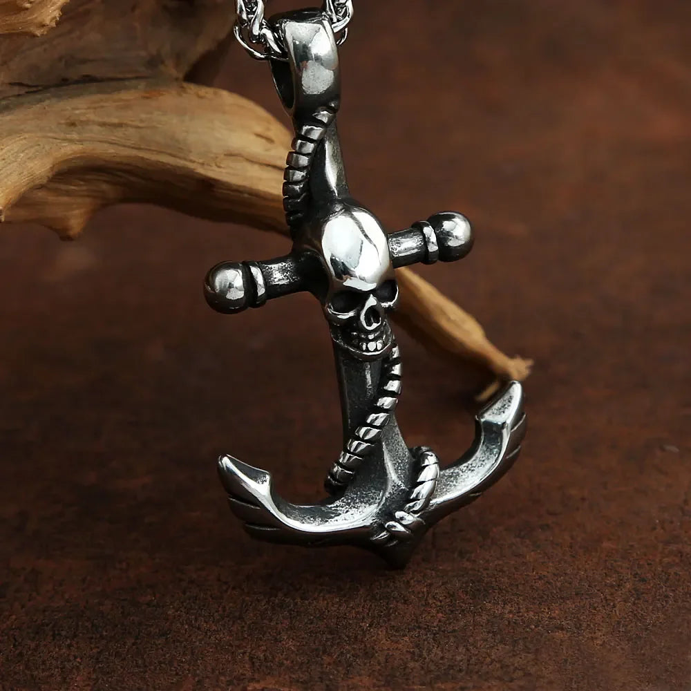 Pirate Anchor Skull Necklace