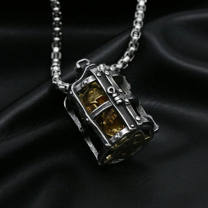 Cage Skull Pendant Necklace