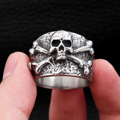 Vintage Crossbones Pirate Skull Ring