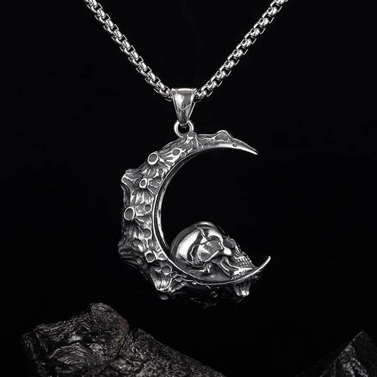 Crescent Skull Necklace