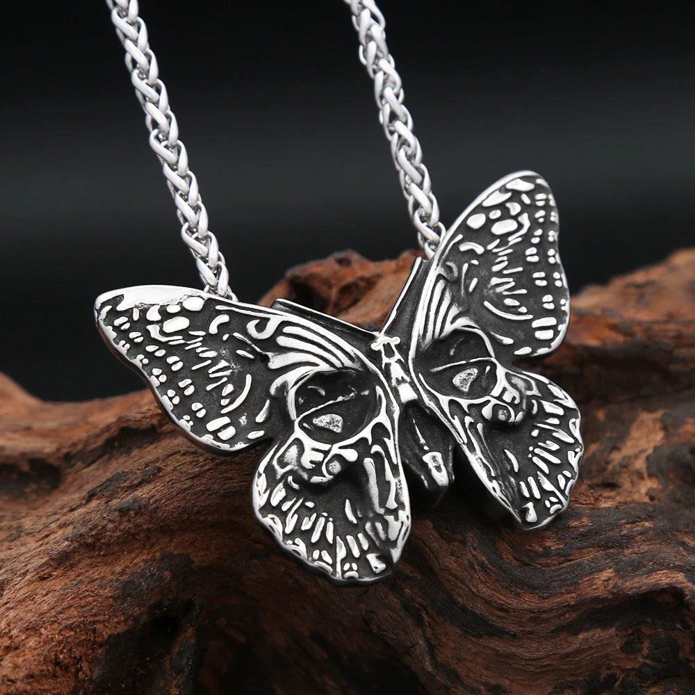 Butterfly Skull Pendant Necklace