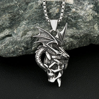 Flame Dragon Skull Necklace