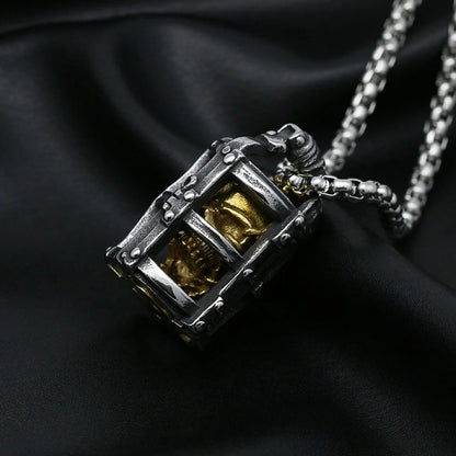 Cage Skull Pendant Necklace