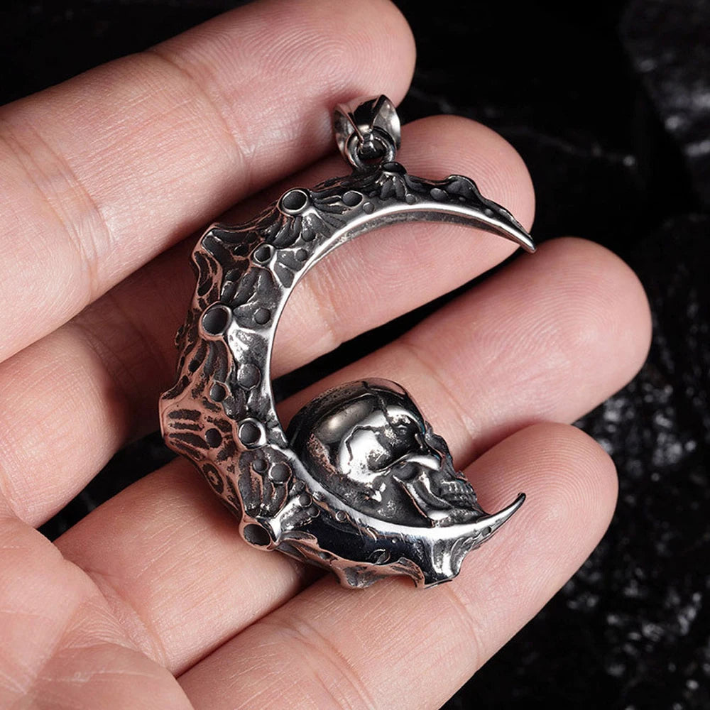 Crescent Skull Necklace