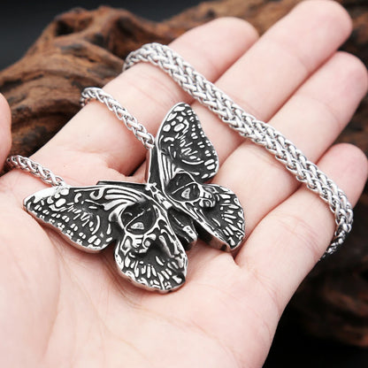 Butterfly Skull Pendant Necklace