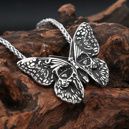 Butterfly Skull Pendant Necklace