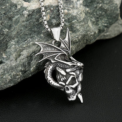 Flame Dragon Skull Necklace