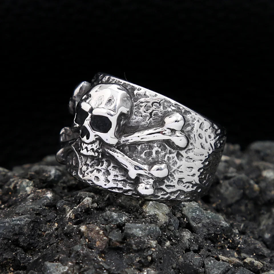 Vintage Crossbones Pirate Skull Ring