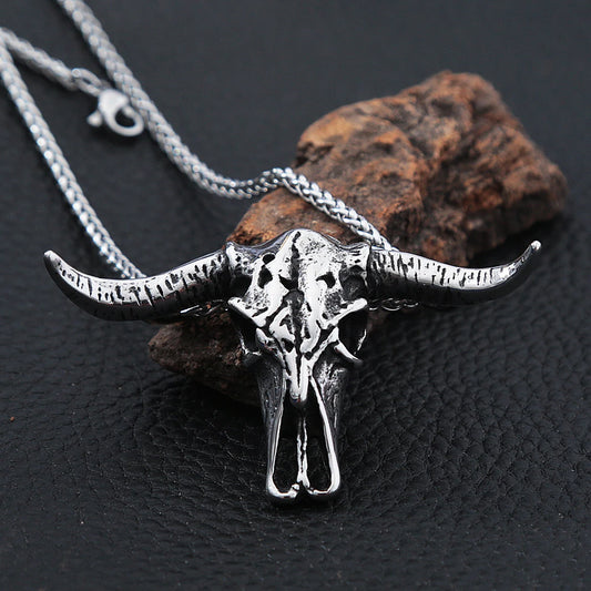 Bull Skull Pendant Necklace