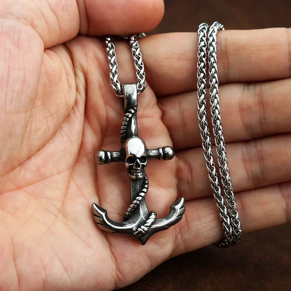 Pirate Anchor Skull Necklace