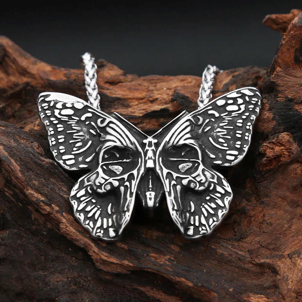 Butterfly Skull Pendant Necklace