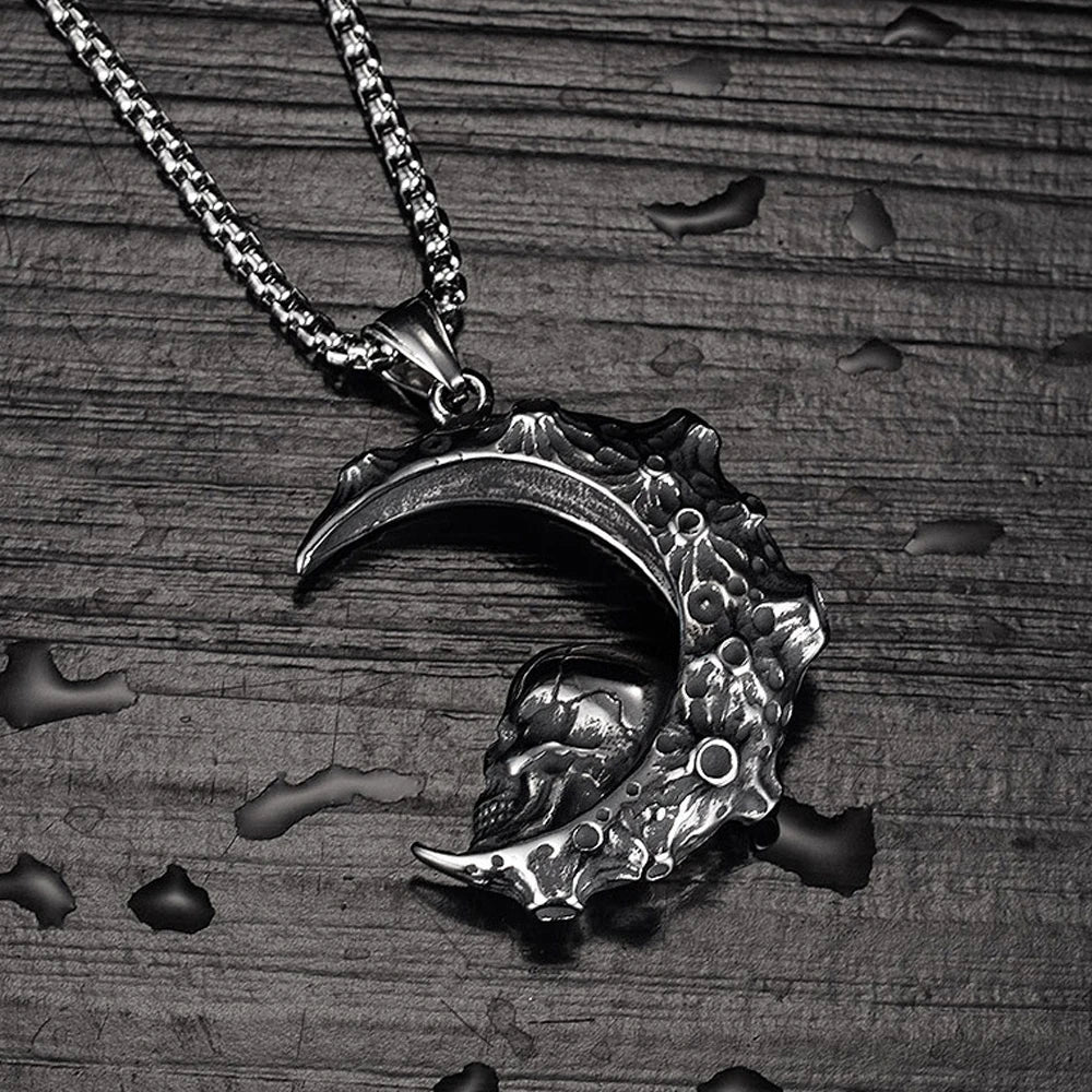 Crescent Skull Necklace