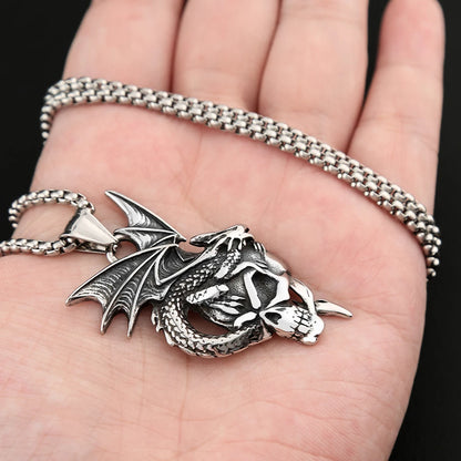 Flame Dragon Skull Necklace