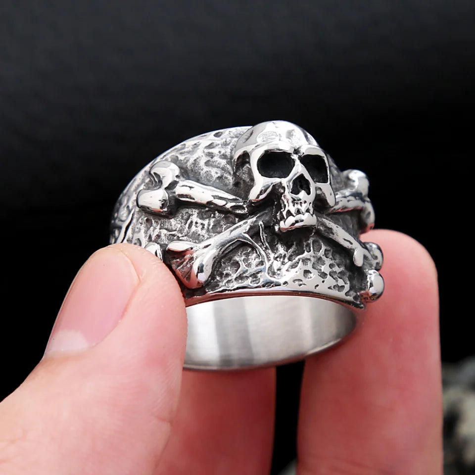 Vintage Crossbones Pirate Skull Ring