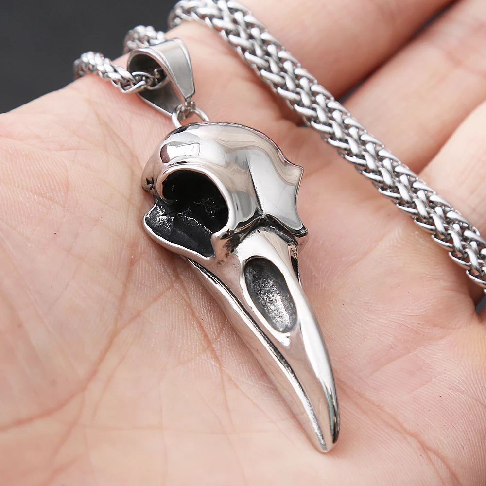 Gothic Crow Skull Necklace