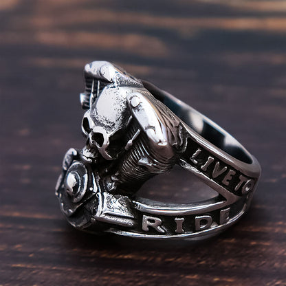 Steampunk Engine Skull Ring