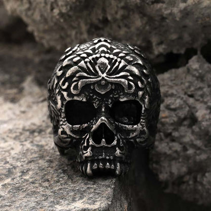 Vintage Bloom Skull Ring