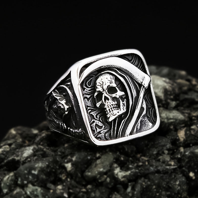 Vintage Death Sickle Skull Ring