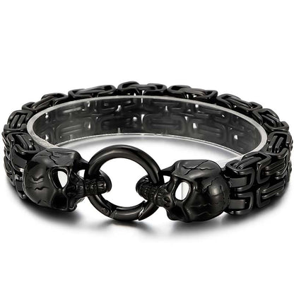 Double Skull Heads Link Bracelet