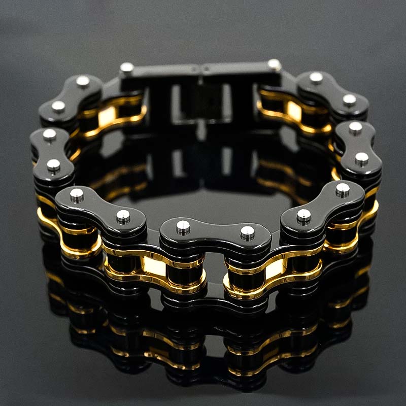 Riders Chain Bracelet 17 black gold